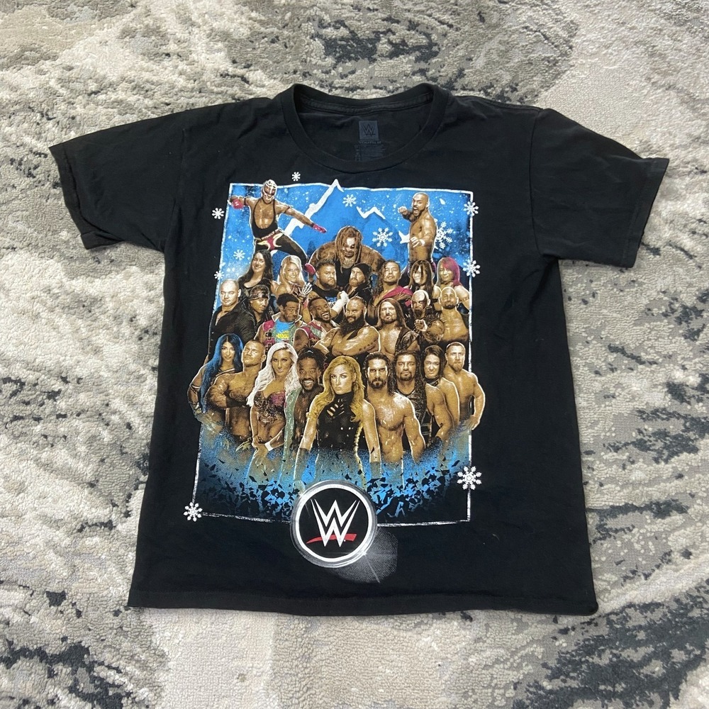 Authentic WWE Live Road Wrestlemania T Shirt Youth Medium Black Crew‎ Neck